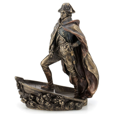 9.45 In H George Washington Crossing The Delaware Figurine  Poly Resin