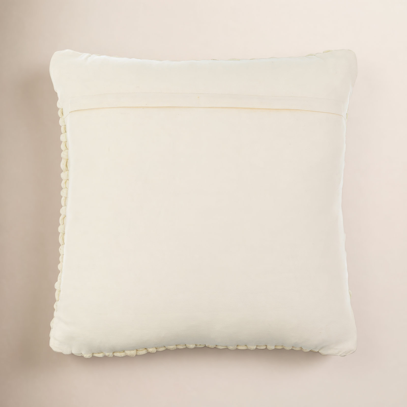 Belel Wool, Cotton Throw Pillow, Cream, Down, 22" x 22"