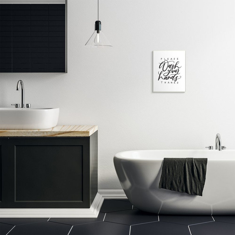 «What Your Hands Expression Polite Bathroom Sentiment» par Amanda Houston, impression sur toile, H 15 po x l 10 po x P 0,5 po