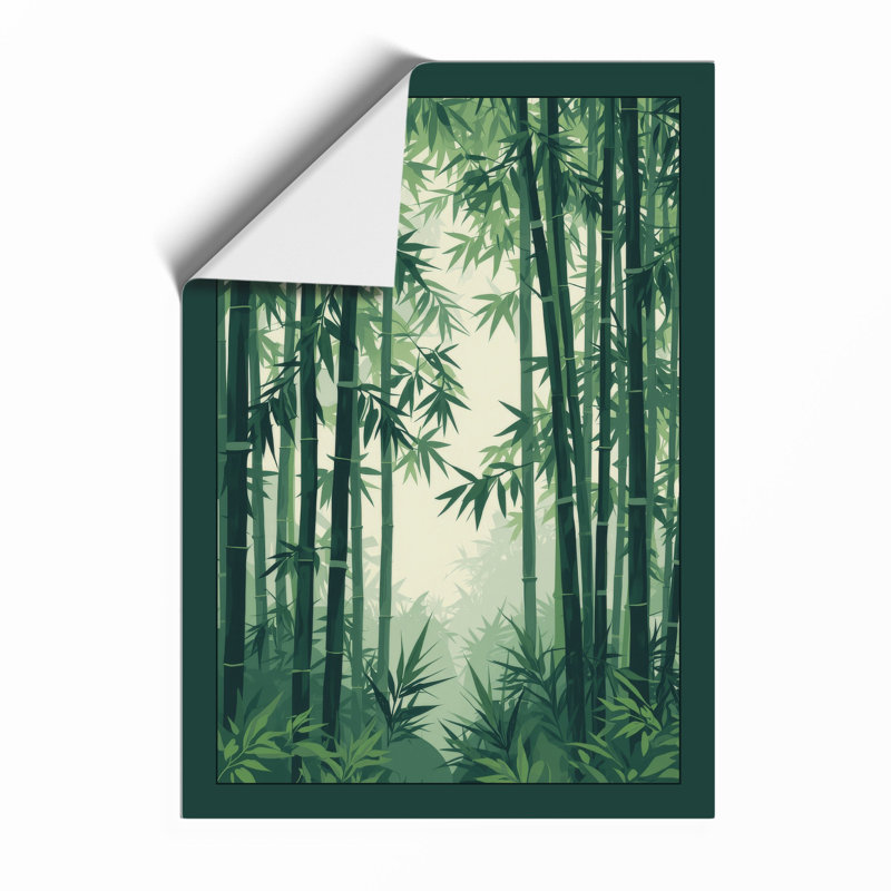 Misty Bamboo Grove Japandi - Framed Print, Unframed, A3 - 42.0 x 29.7 cm