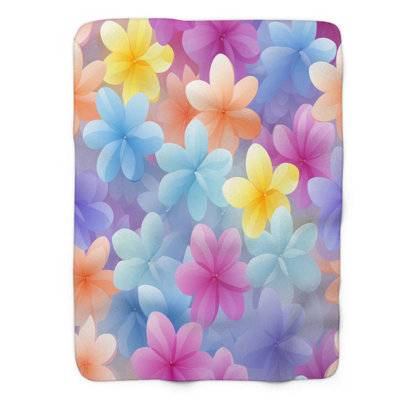 Sweet Periwinkle Blooms - 1 Piece Premium Sherpa B Throw Blanket
