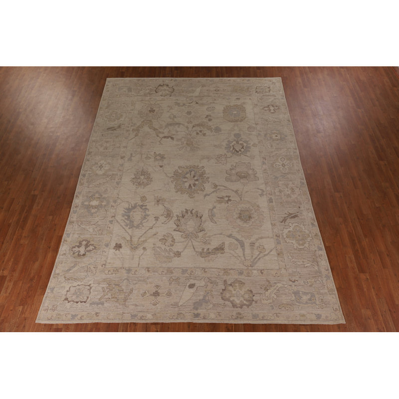 Tapis oriental beige Oushak à teinture végétale 9