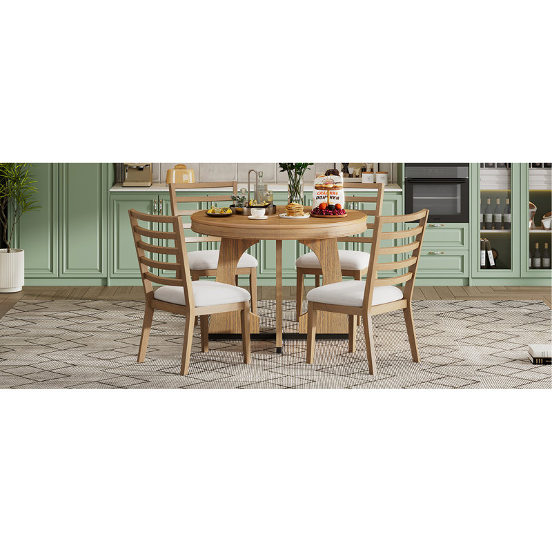 Ensemble de table de salle à manger pour 4 personnes avec chaises, ensemble de table de salle à manger extensible avec rallonge amovible de 16 po TREXM, ensemble de table de salle à manger rétro 5 pièces à motif géométrique unique