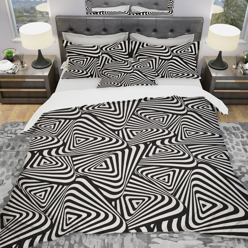 Ensemble de housse de couette triangulaire dynamique designart rétro, Housse de couette grand + 2 taies décoratives