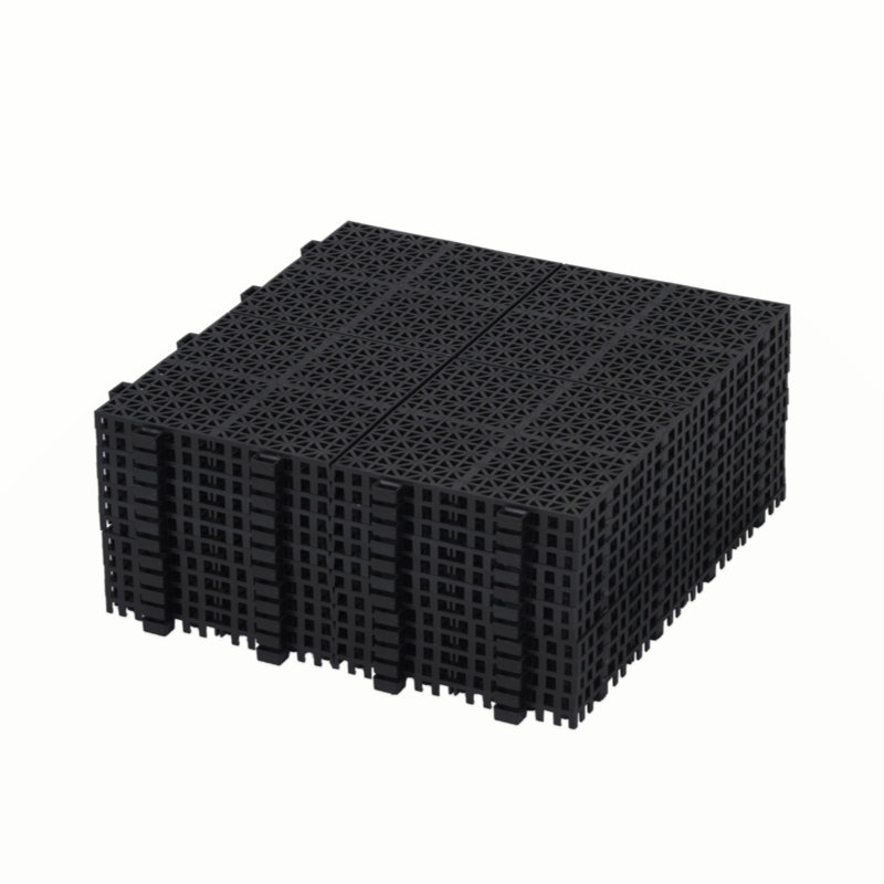 Carreaux de terrasse emboîtables en plastique imperméables pour l'extérieur, Noir, noir, noir, noir
