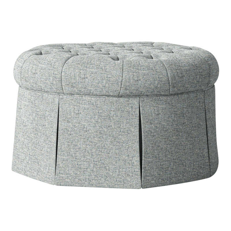 Repose-pieds cocktail capitonné rond 35 po Alma, 3160 polyester platine