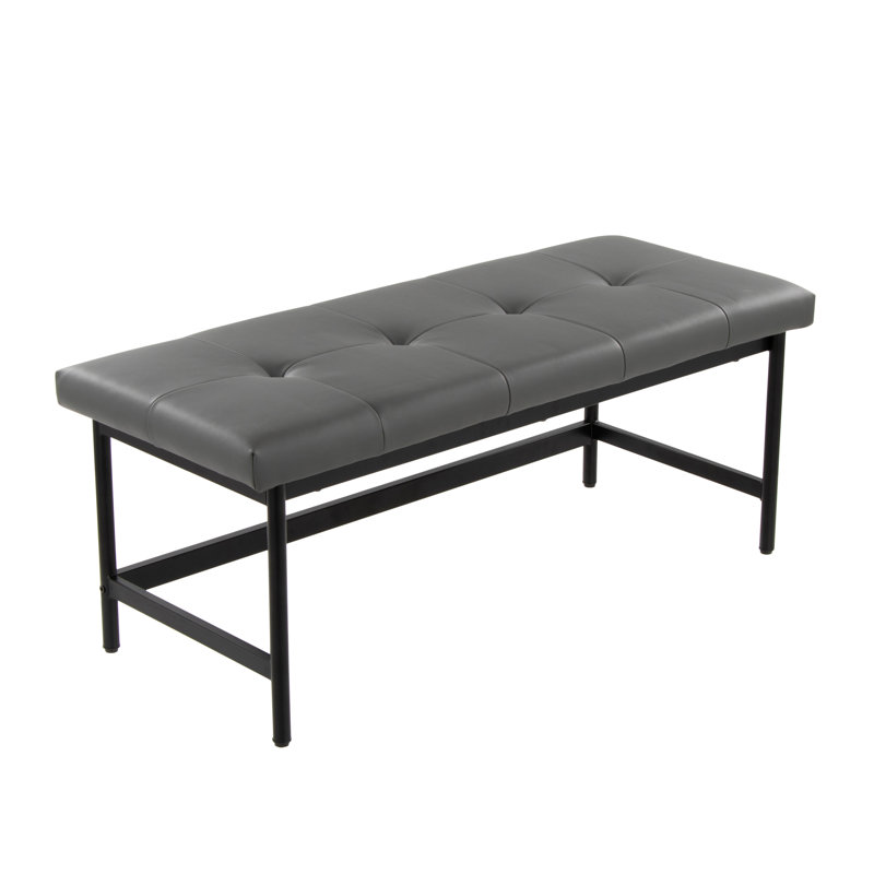 Brieon Faux Leather Bench, Gray
