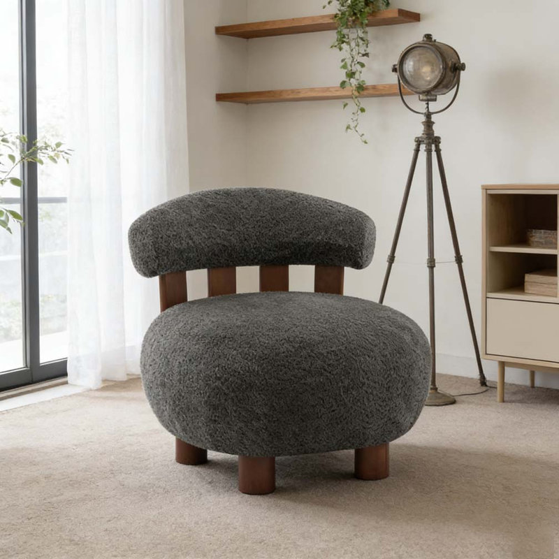 Fauteuil d'appoint Modern, Gris foncé, noyer
