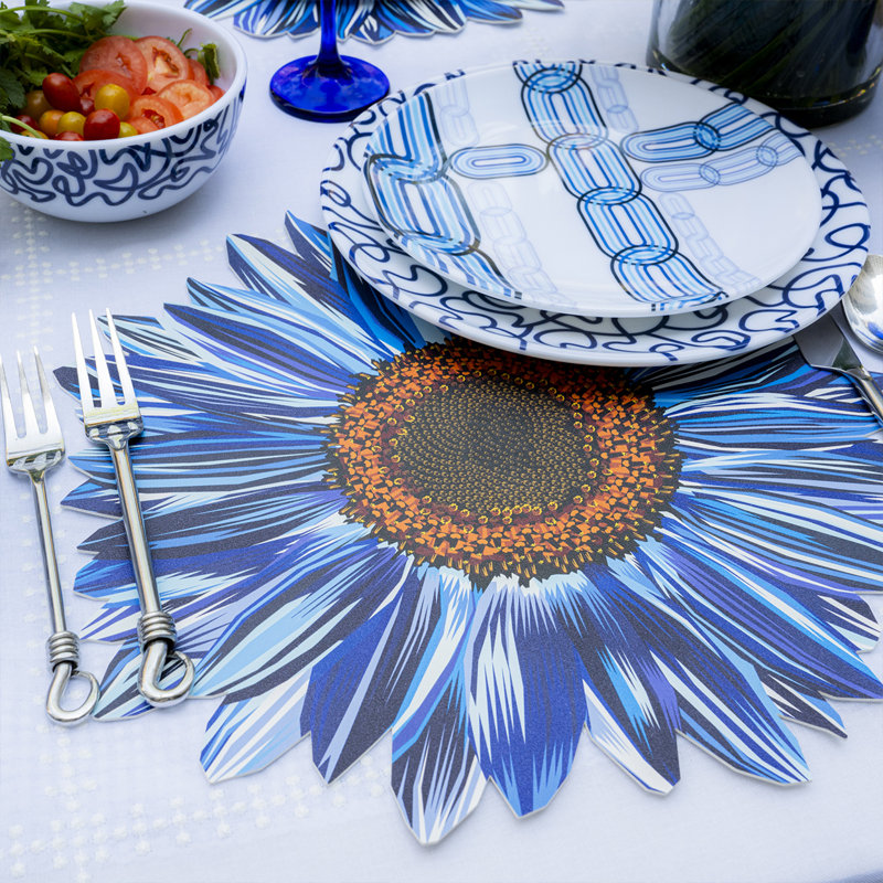 Blue Sunflower Dinner Plate