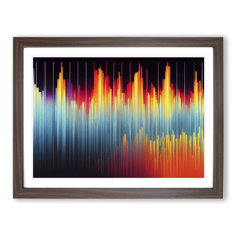 Electronic Audio Sound Bar Vol.6 Abstract - Single Picture Frame Print, Walnut , 25cm H x 34cm W x 2cm D