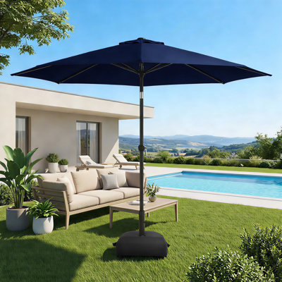 9 ft. Market Patio Umbrella with Base & Push Button Tilt