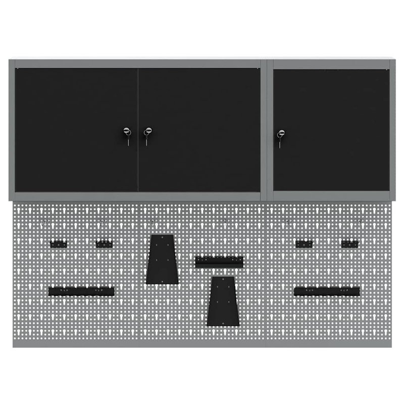  Tool Cabinet And Pegboard Set 5 Pcs Black 150 X 20 X 115 Cm