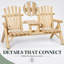 Banc Adirondack double classique à lattes avec table partagée, idéal pour des réunions confortables sur la véranda et dans le jardin.-590269490