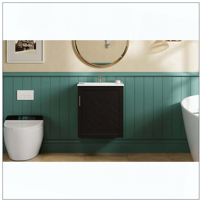 Armoire murale de meuble-lavabo mural moderne à fermeture en douceur, Noir
