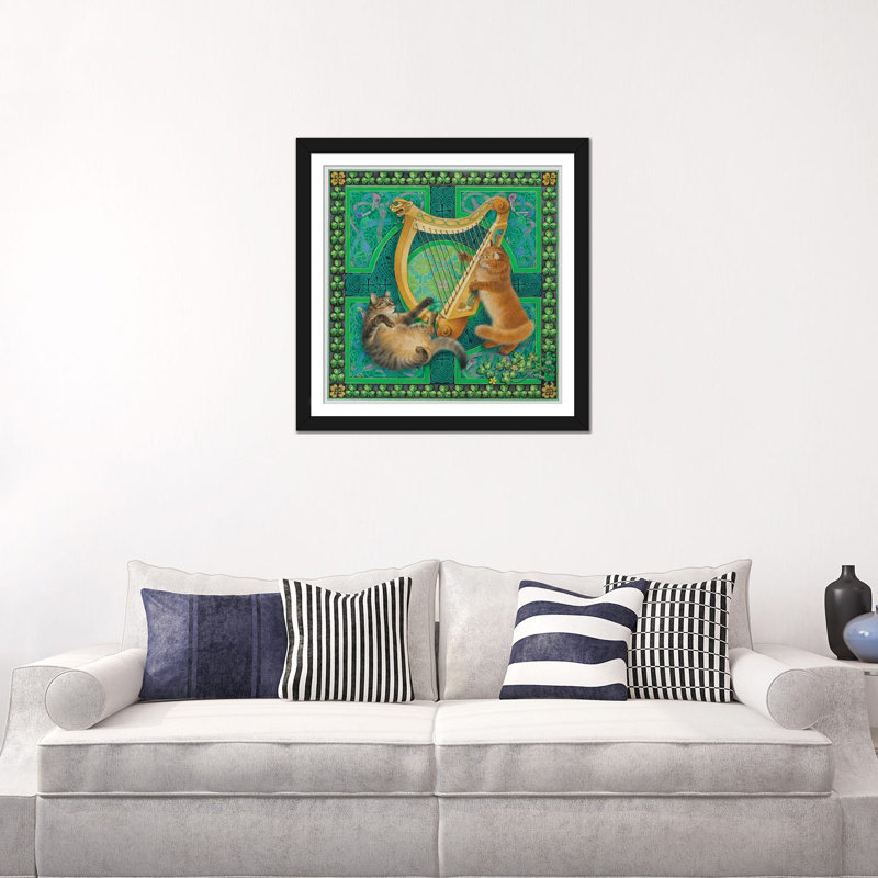 " St Patrick " by Ivory Cats, White, Black Framed Fine Art Paper, 16" H x 16" W x 1" D
