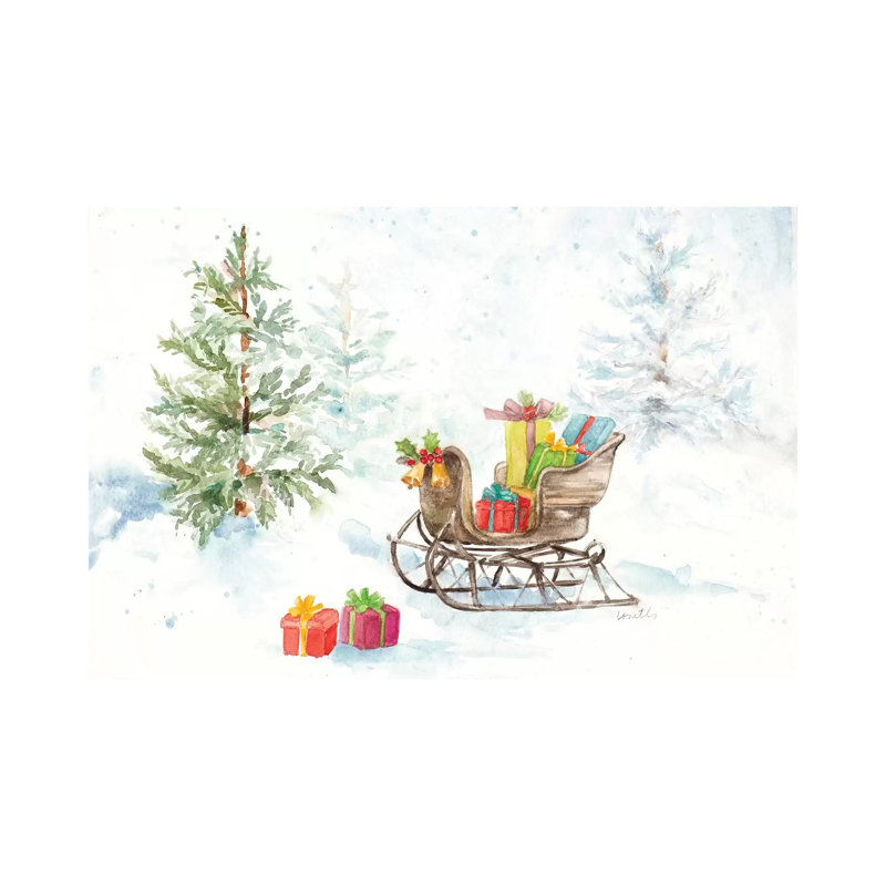 Presents In Sleigh On Snowy Day by Lanie Loreth - Wrapped Canvas Painting, 66.04 cm H x 45.72 cm W x 1.91 cm D