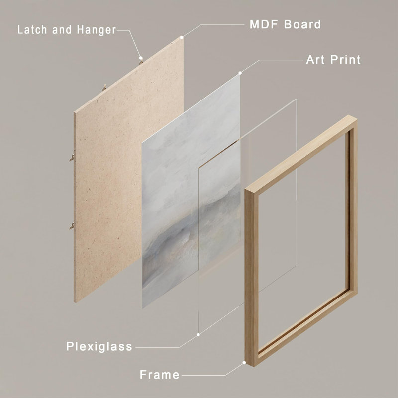 «Abstract Landscape Serene And Calming Aesthetic», reproduction de papier encadrée sur papier, 4 pièces, Naturel