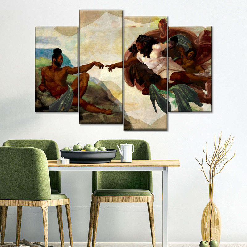 Impression sur toile multi-pièces, "création de Adam", H 54 po x l 84 po x P 1,25 po