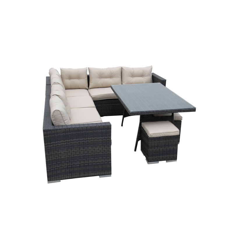 Ibhidh Luxury Sofa Dining Set, Mix Brown