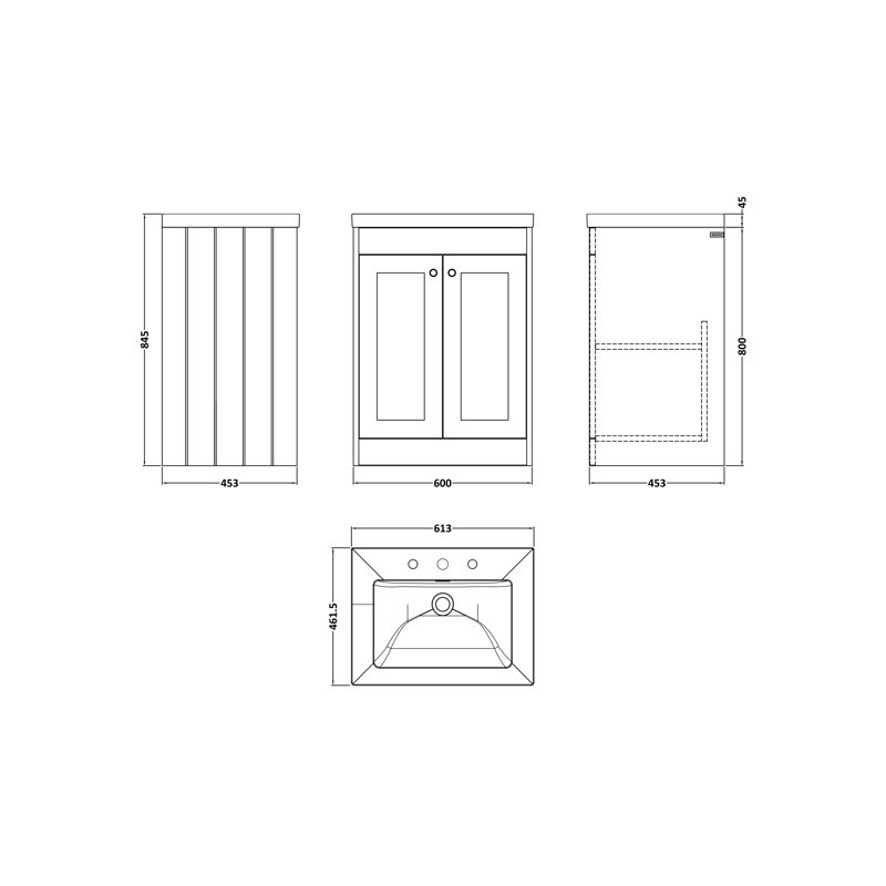 Ashwick Bathroom Vanity, Satin White, 613 cm
