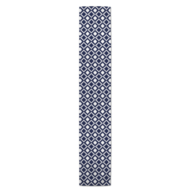 Chemin de table en losanges pointillé Nalston, Bleu marine, 72 po x 16 po, Géométrique 3
