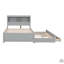 Lit plateforme double avec lit gigogne, tiroirs et prises USB