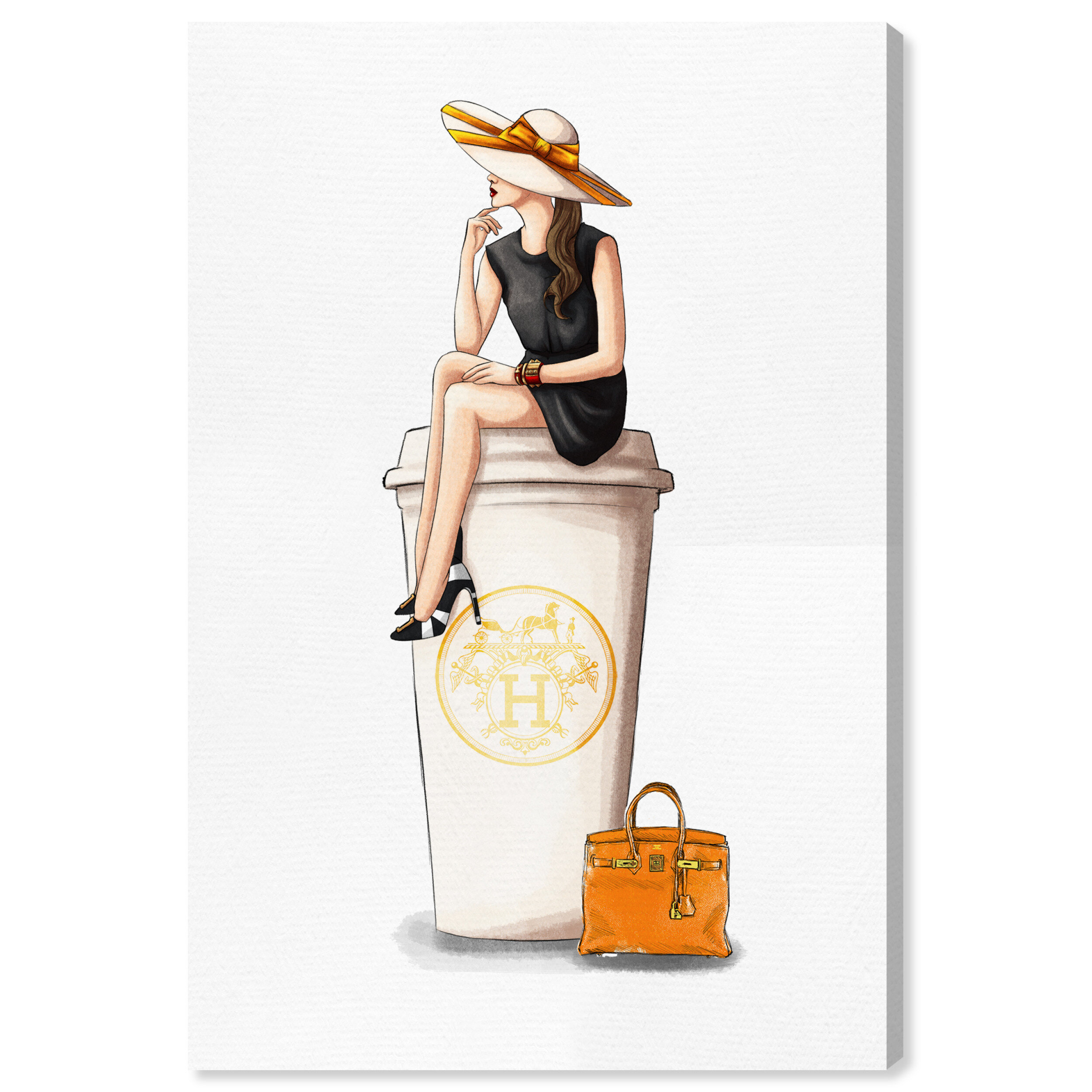Drinks And Spirits Cafe Au Lait Orange 24x36, Glam Orange Print