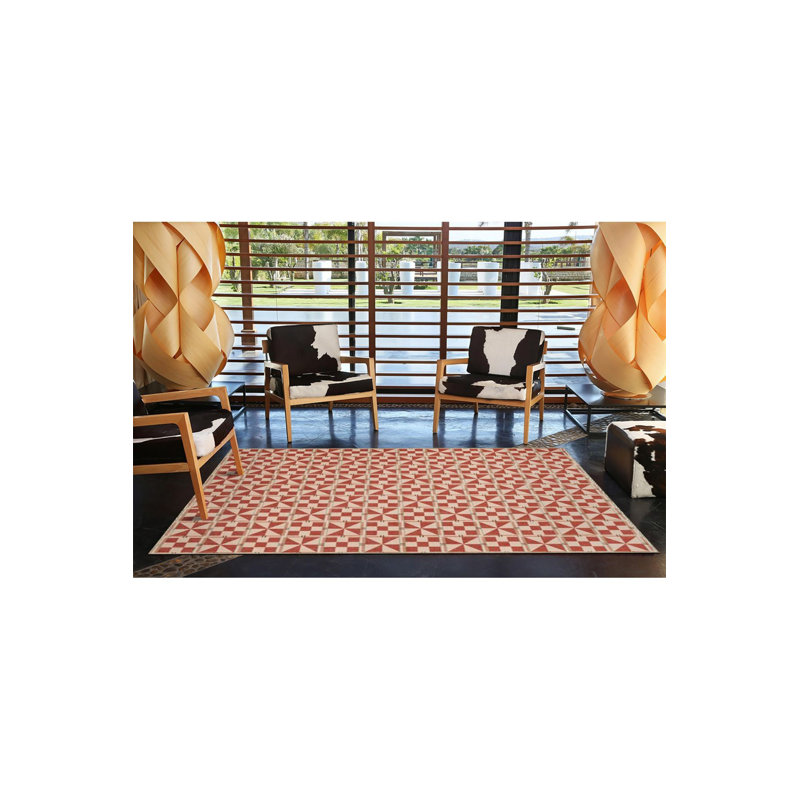 Tapis décoratif à motif géométrique rose lavable à la machine, Couvre-coussin carré de 3 pi 3 po inclus