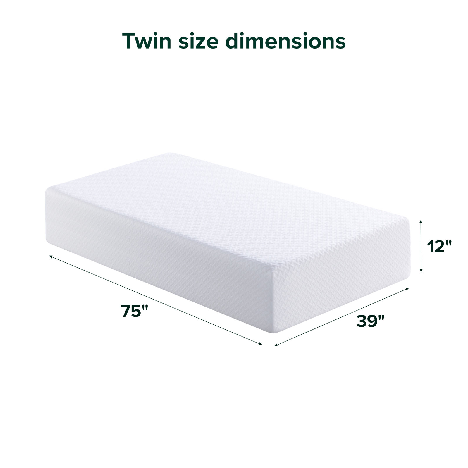  Firm Gel Memory Foam Mattress, 12", Twin