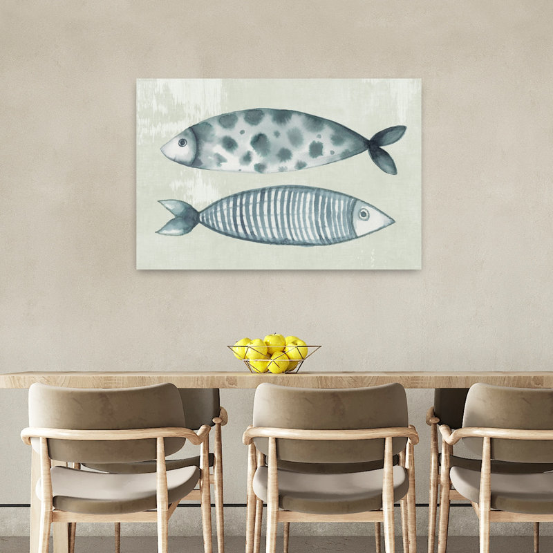 Stick Fish II Minimalist Tranquil Fish Coastal Ocean Art, 24" H x 36" W