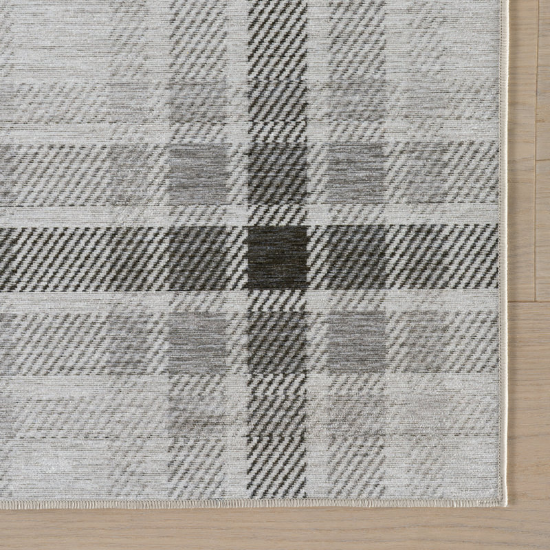 Andri Modern Plaid Machine Washable Rug, Rectangle 2' x 3'