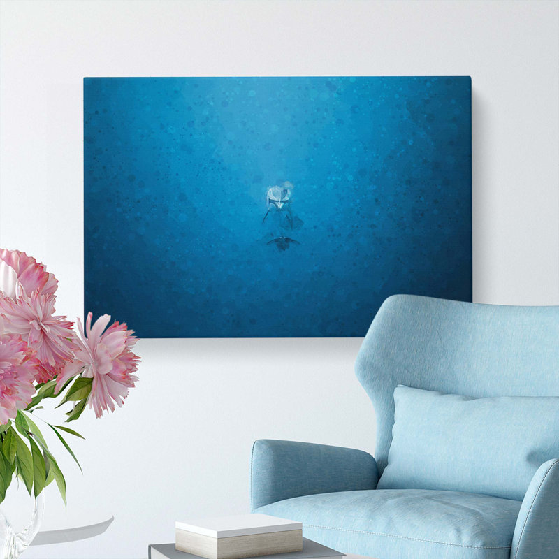Lone Dolphin In Abstract - Wrapped Canvas, 60cm H x 91cm W x 3cm D