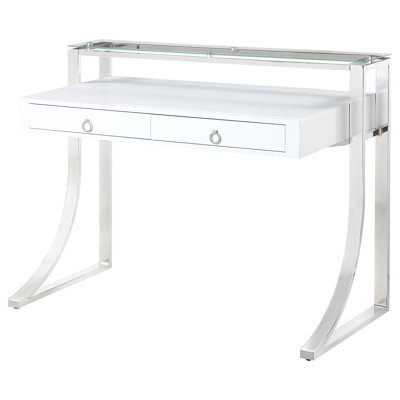 Bushman Glass Stainless Steel Writing Desk