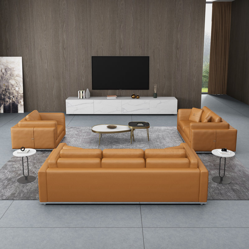 Picasso Loveseat, Cognac Genuine Leather