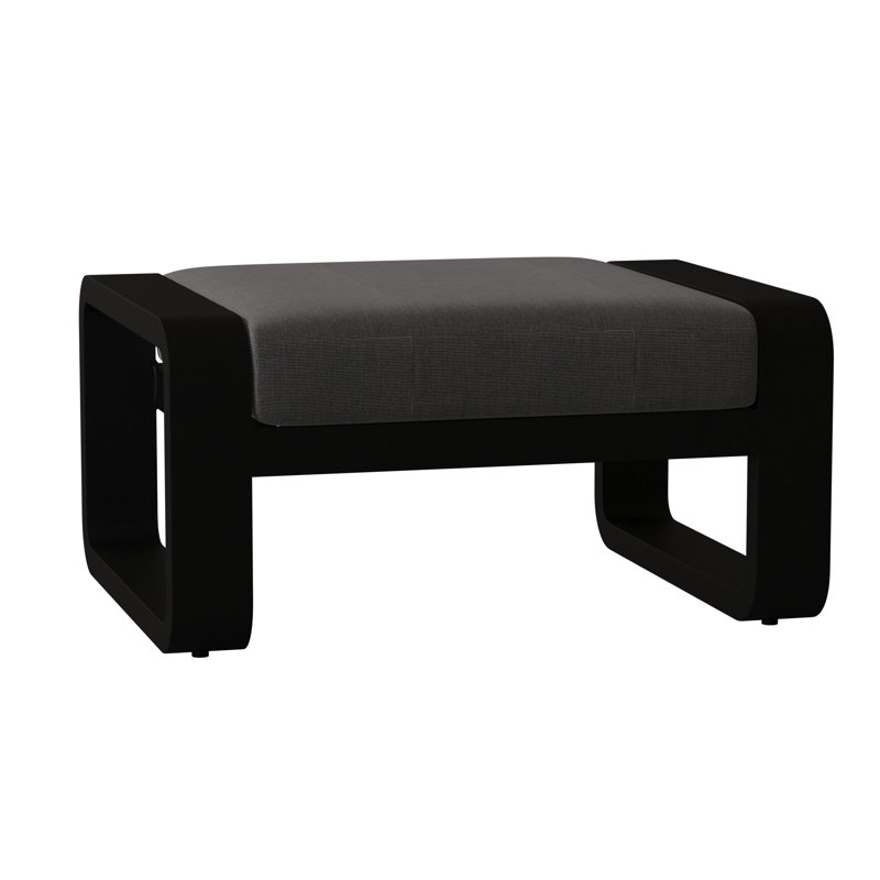 Repose-pieds d'extérieur avec coussin Vale, Noir texturé, Tissu de voile