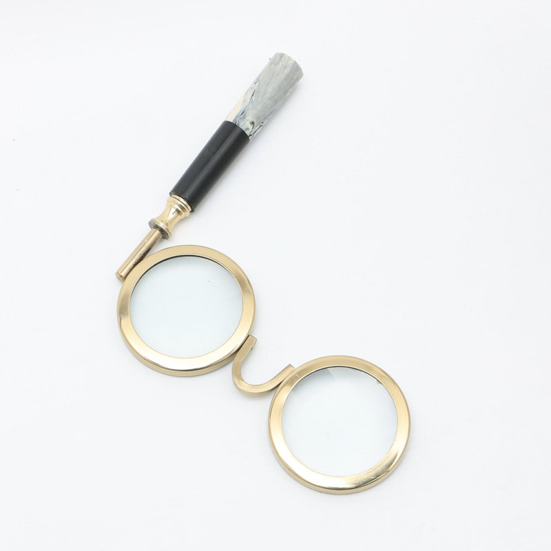 Antique Style Dual Viewer Magnifying Glass with Gold Finish 