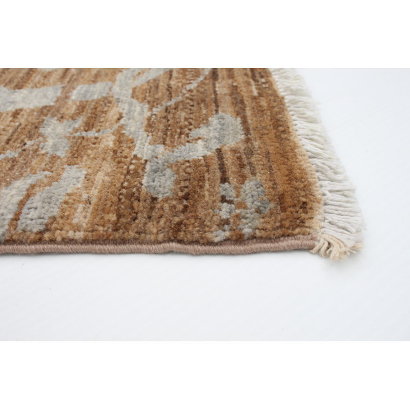 Tapis unique en laine noué à la main de style nouvel âge 18/20 pako brun 7 pi 10 po x 9 pi 9 po