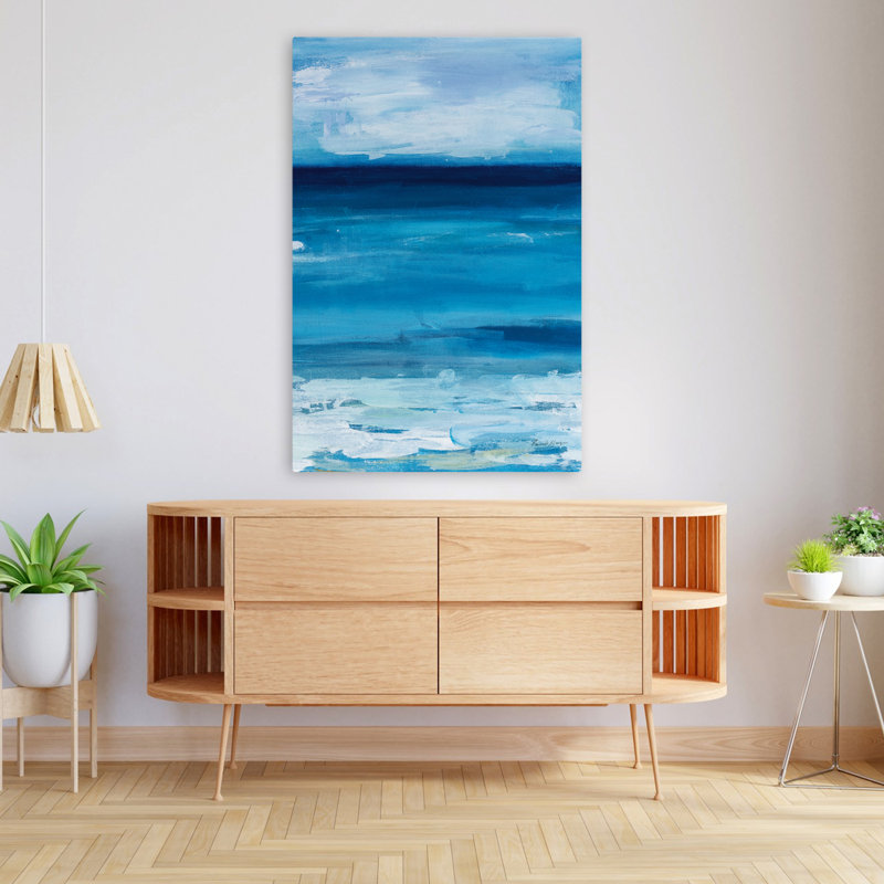 Ocean Life - Nuage bleu abstrait côtier, 48" H x 32" W