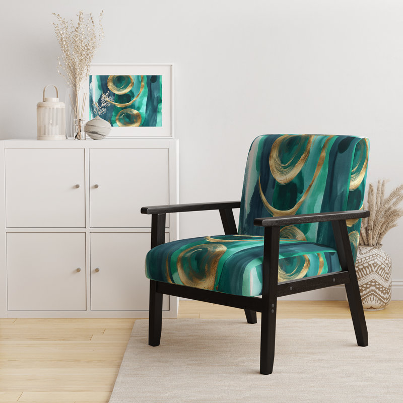 Fauteuil d'appoint rembourré Glam Mettalic II, Turquoise Velvet