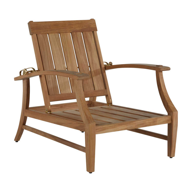Croquet Teak Recliner Chair - Natural Teak, Natural Teak, Rollo Chambray InsideOut® Linen, Welt