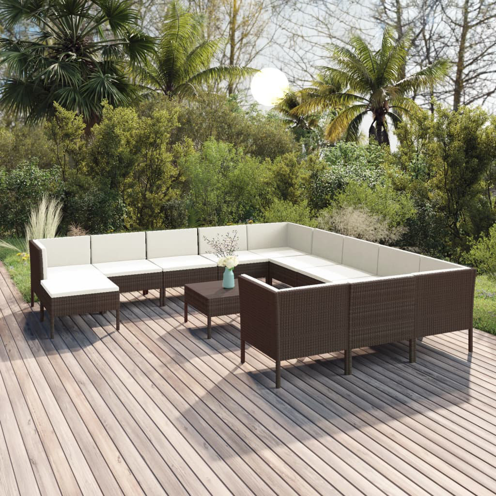 12-Sitzer Lounge-Set Jeshwa aus Polyrattan mit Polster