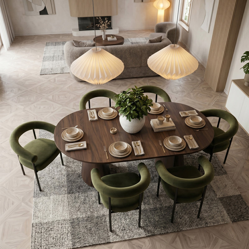 Clarence Extendable Dining Set, 7 pièces : table, 6 chaises, Vert