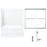 60" W x 72" H Frameless Rectangle Sliding Tub & Shower Kit with Towel Bar and Base Included