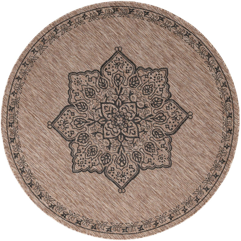 Tapis transitionnel Tollefson couleur chameau, Rond 6 pi 1 po