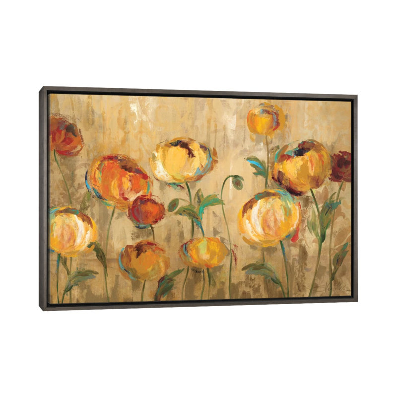 Joyful Ranunculi par Silvia Vassileva - reproduction d'art, H 40 po x l 60 po x 1,5 po, Cadre flottant gris