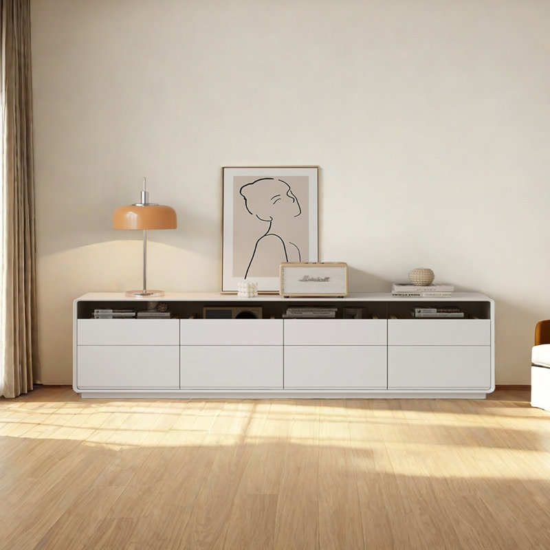 Meuble télé Modern, 86.61", Blanc