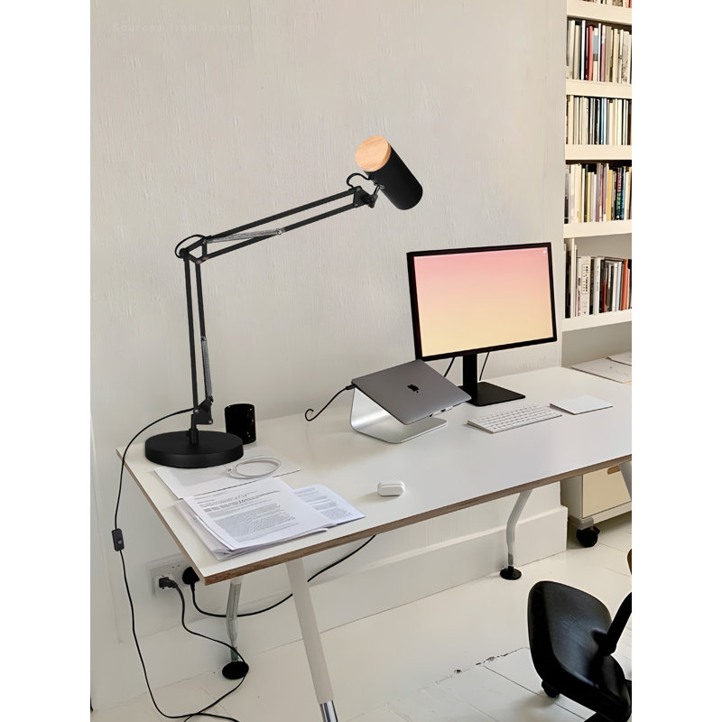 Lampe de table à bras pivotant, grande hauteur réglable 29,7 po, lampe de bureau E26 avec interrupteur marche / arrêt