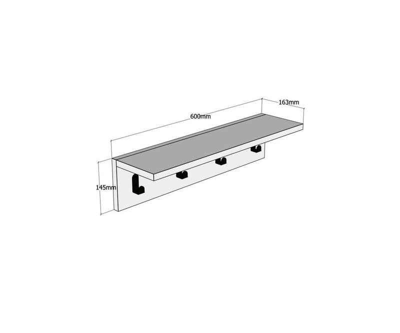 Accent Shelf with Hooks, Walnut