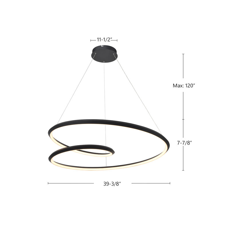 Ampersand 1 - Light LED Pendant, 129.63" H x 39.375" W x 39.375" D, Black