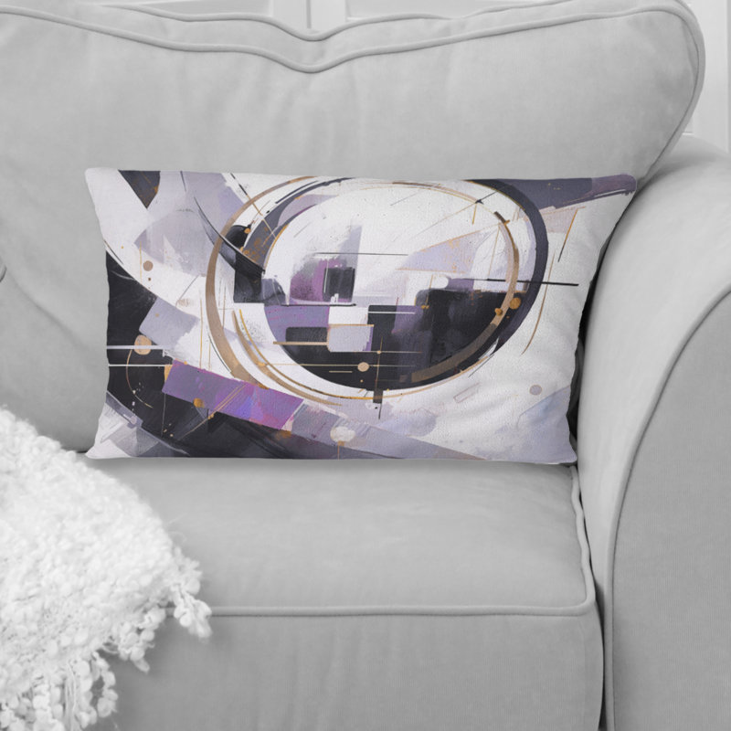 Coussin décoratif mauve à multiples facettes - imprimé cubisme